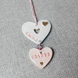 personalised hearts baby decoration