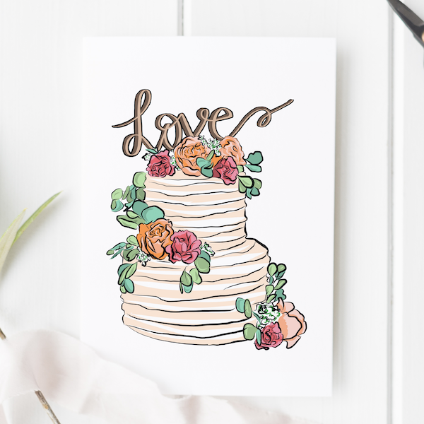 wedding cake card