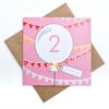pink happy second birthday card