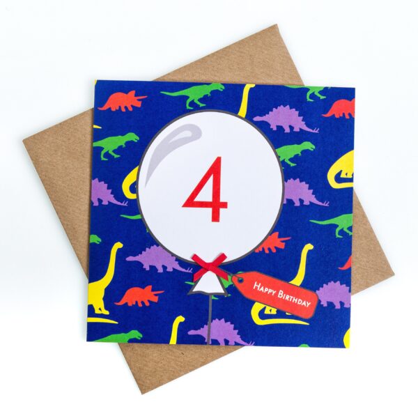 4th birthday dinosaur card