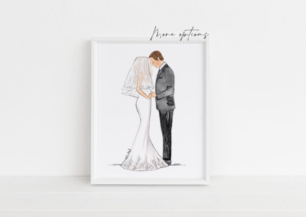 bride and groom art print