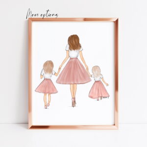 mother and two daughters print