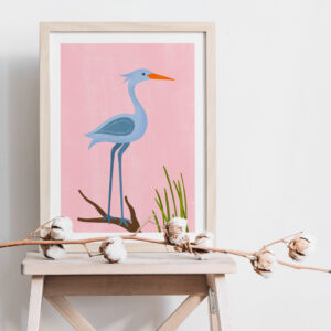 heron on a branch print