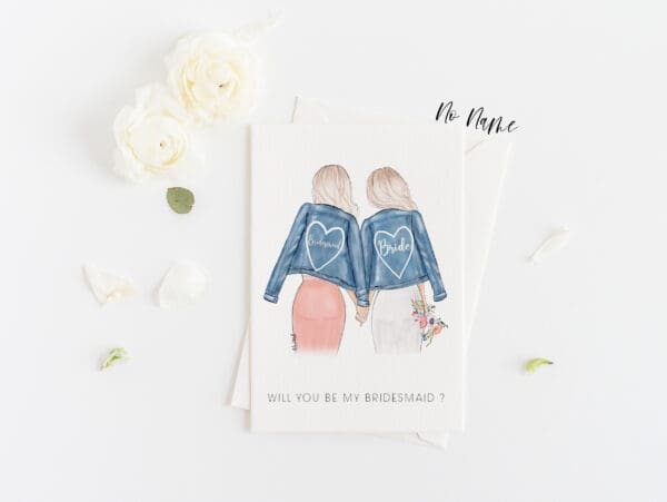 Greeting Wedding card : Will you be my Bridesmaid, Denim Jacket