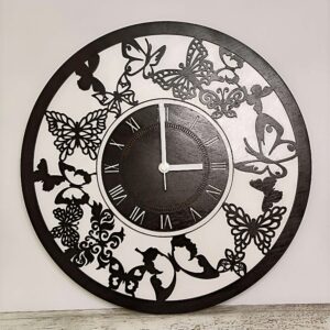wooden butterfly clock