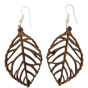 wooden leaf earrings