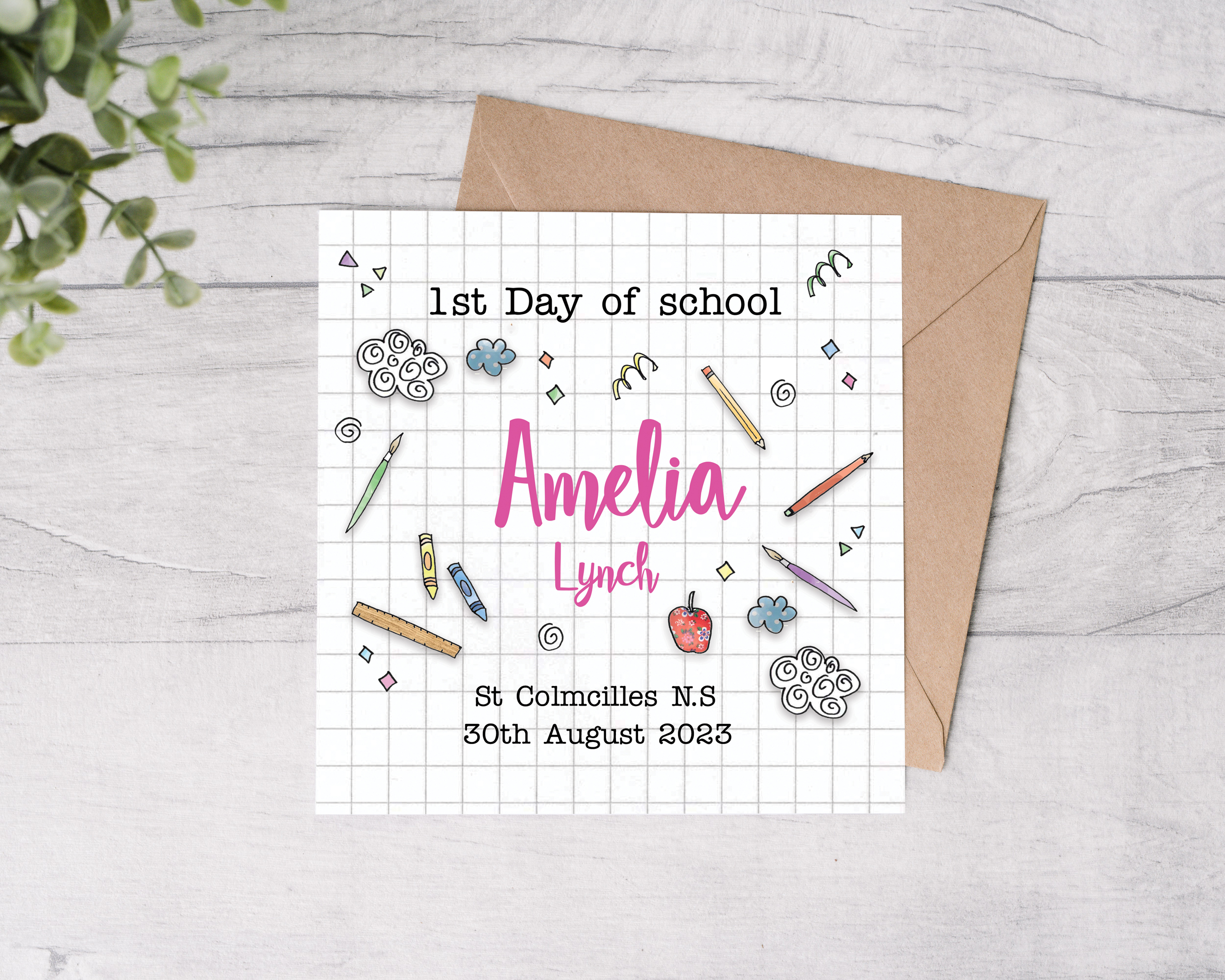 1st Day of School Personalised Card