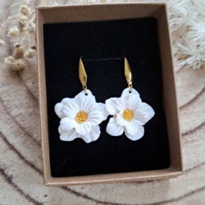 white flower earrings