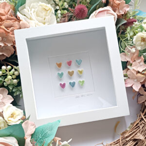 Framed Colourful Heart Clay Artwork