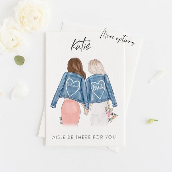 Greeting Wedding card - To Bride , Denim Jacket - Image 4
