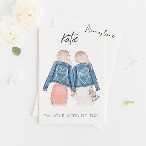 Greeting Wedding card - To Bride , Denim Jacket