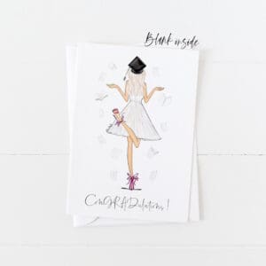 Greeting card : Graduation Girl with Flying Books