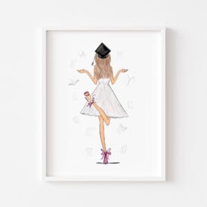 Art Print - Graduation Girl with Flying books