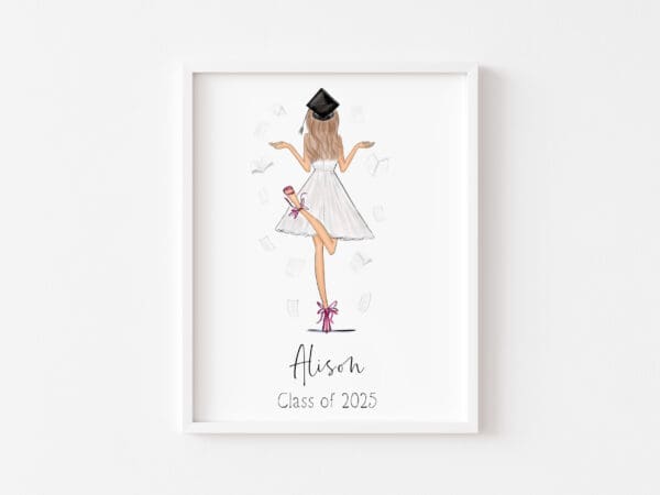 Art Print - Graduation Girl with Flying books - Image 5