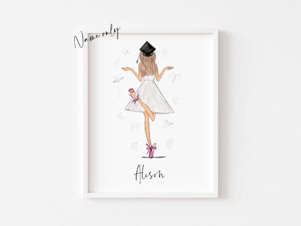 Art Print - Graduation Girl with Flying books - Image 6