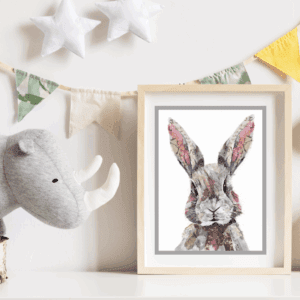 Cute Bunny Woodland Art For Nursery