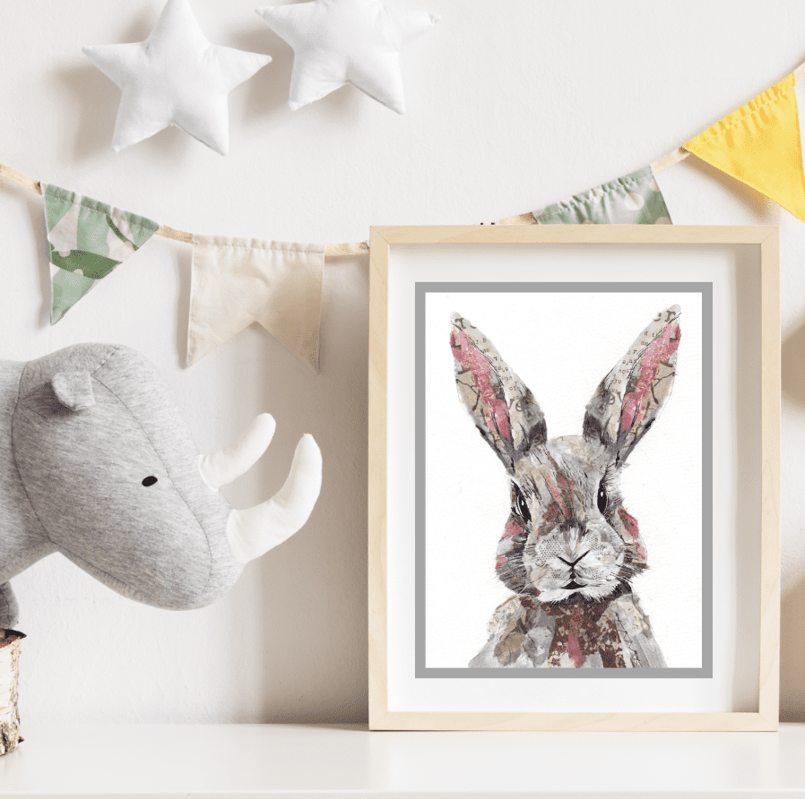 Cute Bunny Woodland Art For Nursery