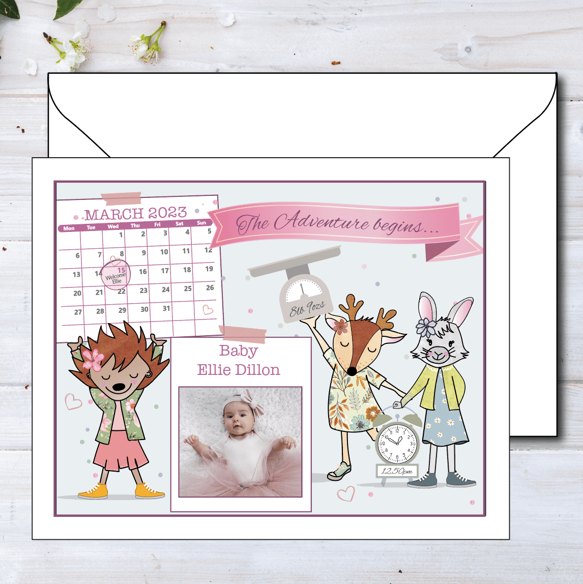 Personalised New Baby Card – Custom Baby Name & Birth Details Keepsake - Image 5