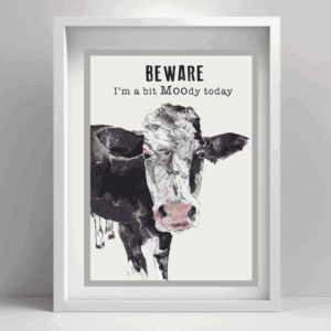 Black and White Cow Art Print, Home Decor