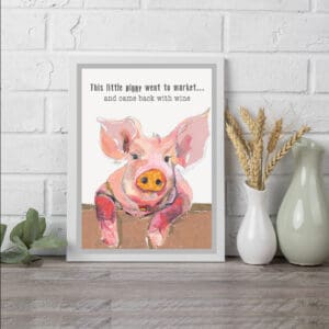 Funny Pig Wall Art Print, Humorous Gift