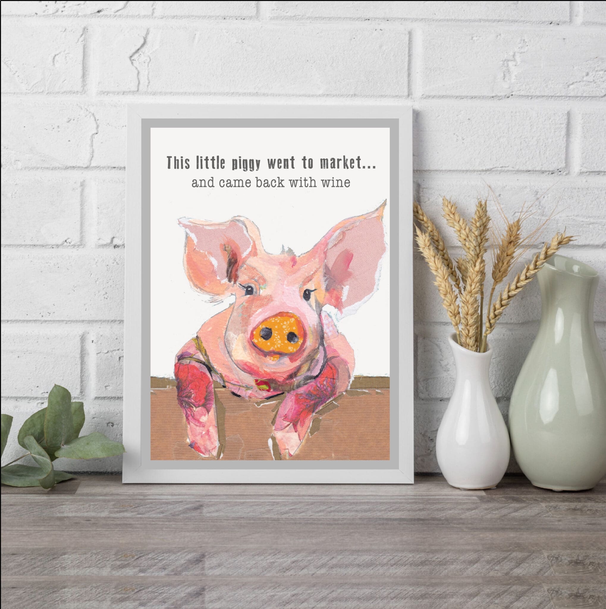 Funny Pig Wall Art Print, Humorous Gift
