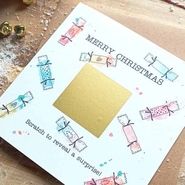 Custom Scratch Off Christmas Card | Watercolor Christmas crackers, Surprise Reveal - Image 2