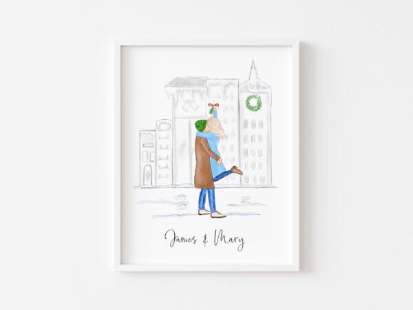 Art Print - Mistletoe Kiss Winter illustration - Image 6