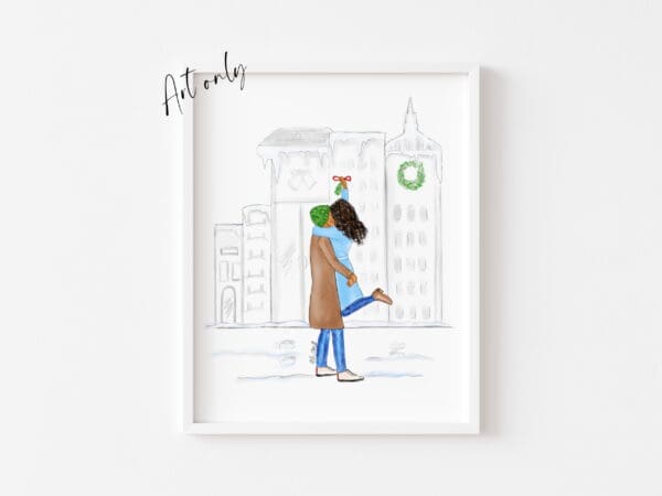 Art Print - Mistletoe Kiss Winter illustration - Image 5
