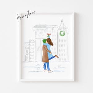 Art Print - Mistletoe Kiss Winter illustration