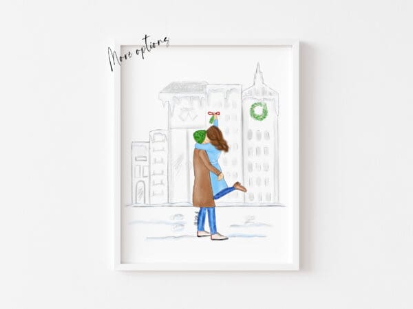 Art Print - Mistletoe Kiss Winter illustration