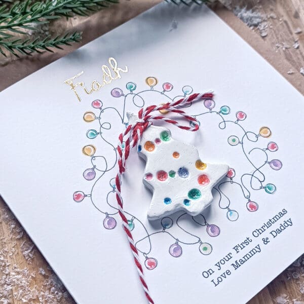 Children's personalised Christmas card, First Christmas keepsake card - Image 2