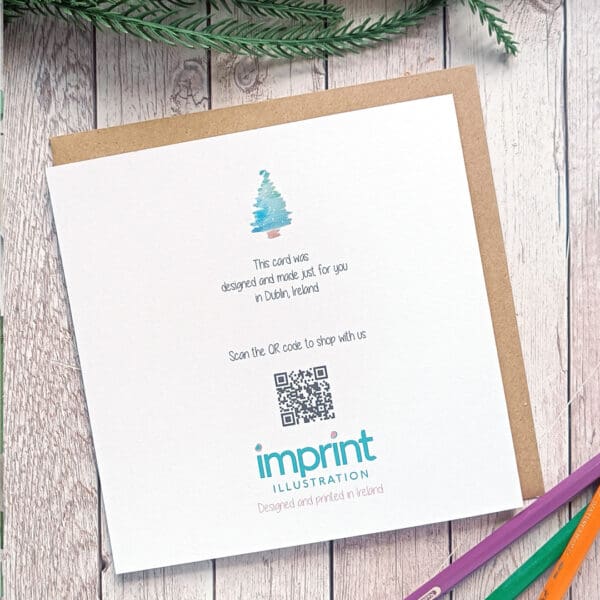 Personalized Watercolor Christmas Tree Card for Teacher: Irish Made - Image 3