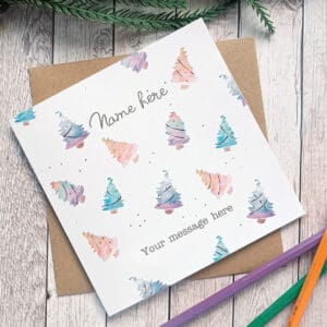 Personalized Watercolor Christmas Tree Card for Teacher: Irish Made