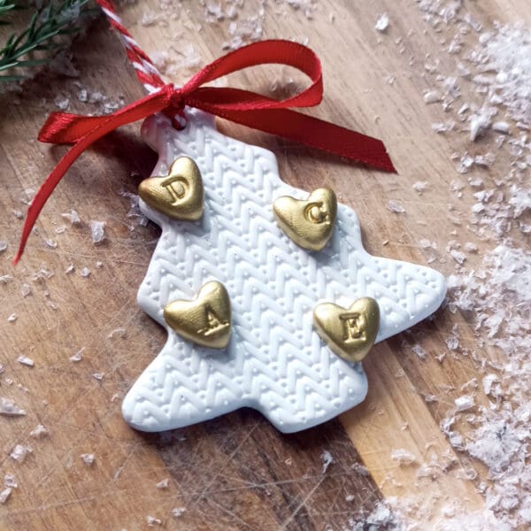 Family Christmas Tree Decoration, handmade clay Christmas, personalised tree decoration - Image 3