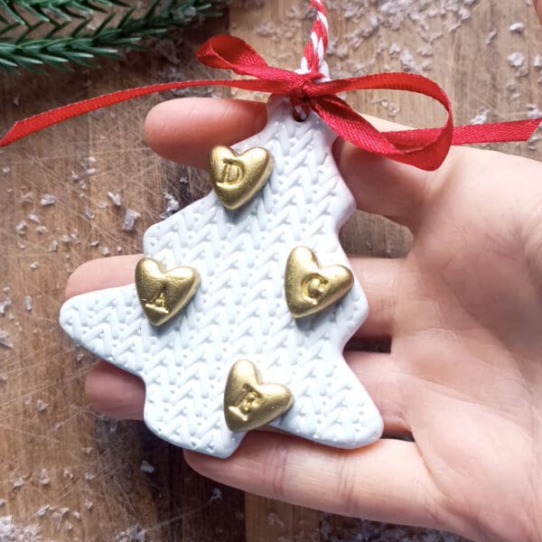 Family Christmas Tree Decoration, handmade clay Christmas, personalised tree decoration - Image 2