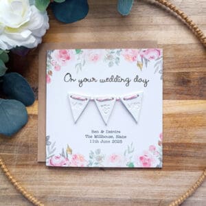 Wedding bunting clay keepsake custom card