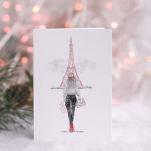 Greeting Christmas card : Snowy in Paris, set of 8