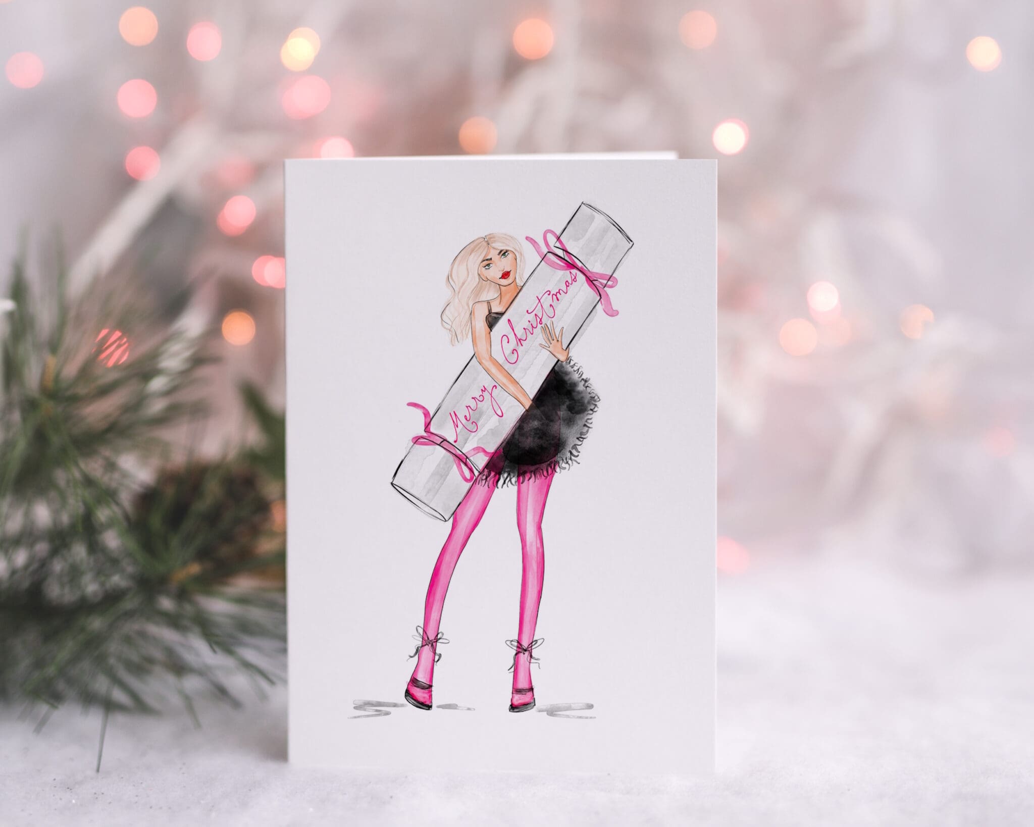 Greeting Christmas Cards : Giant Cracker set of 8