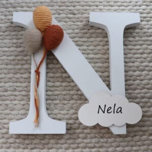 Personalised Wooden Letter With Balloons