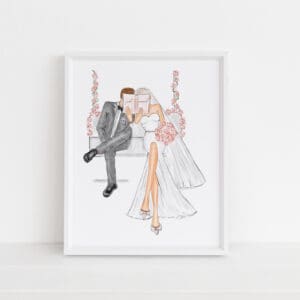 Art Print - Wedding Couple Love Seat