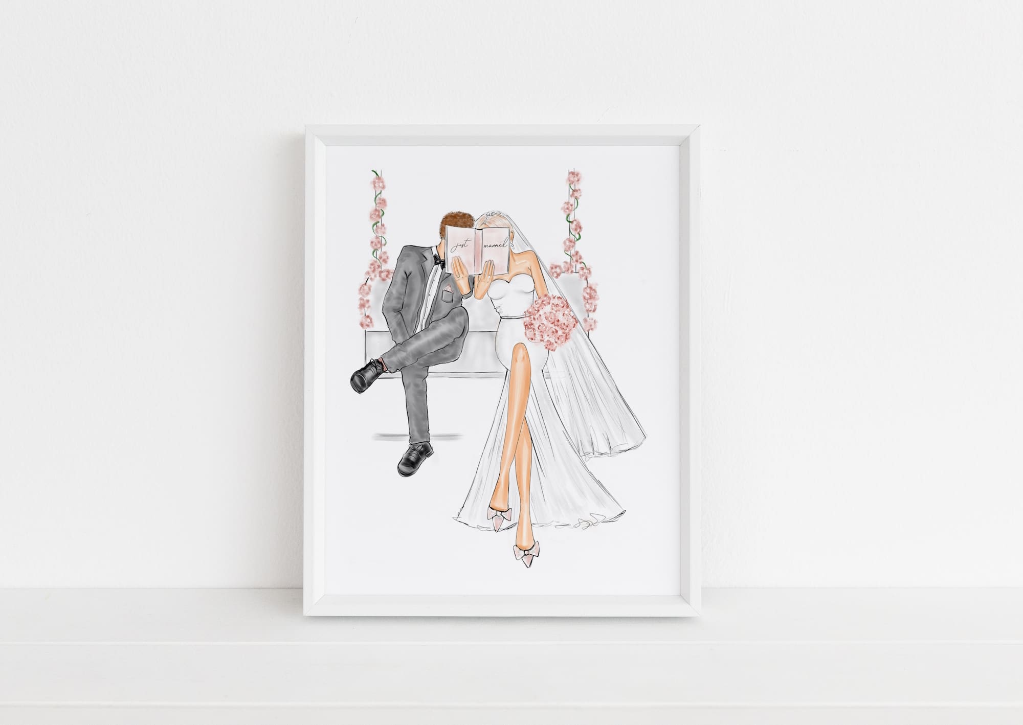 Art Print - Wedding Couple Love Seat