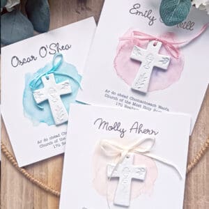 First Communion Clay Decoration Personalised Card