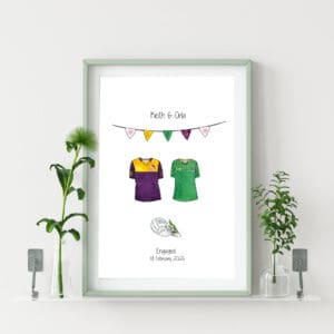 Couples custom Irish Sport themed jersey illustration print