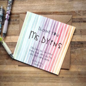 Personalized Rainbow Teacher Thank You Card