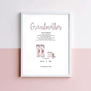 Grandmother/Nana welly boot personalised illustration